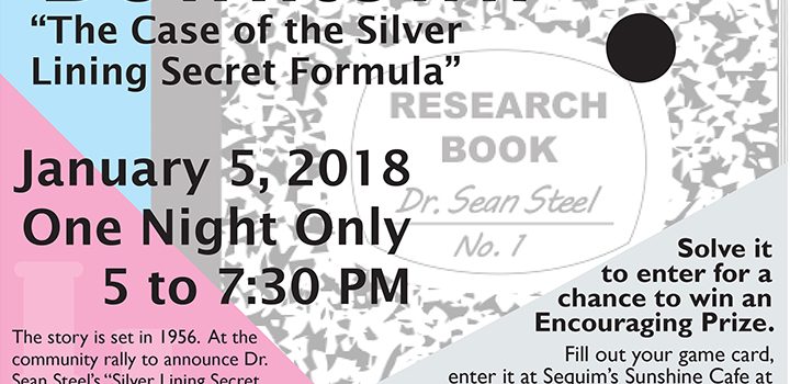 Plan Ahead to Play Whodunnit Downtown? Mystery Game on January 5, 2018 with 1950’s Theme in Silver, Black, and White!