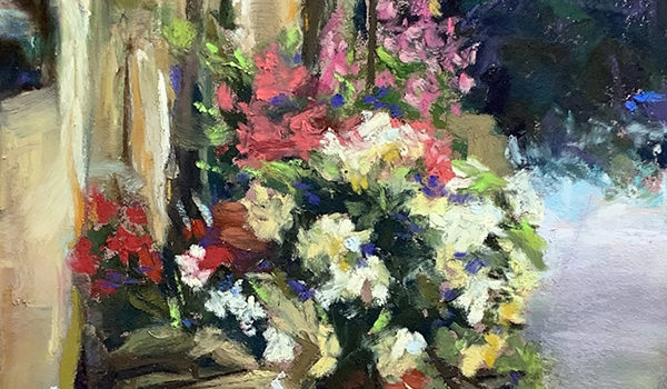 flowers along a wall